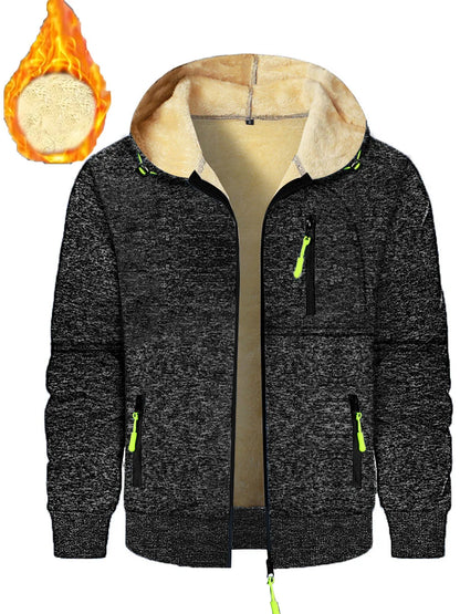 Heavyweight Fleece Hoodie – Men's Casual Zip-Up Sweatshirt With Sherpa Lining - ZOOMNSTORE