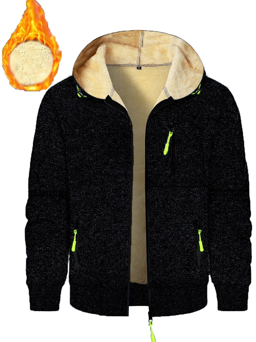 Heavyweight Fleece Hoodie – Men's Casual Zip-Up Sweatshirt With Sherpa Lining - ZOOMNSTORE