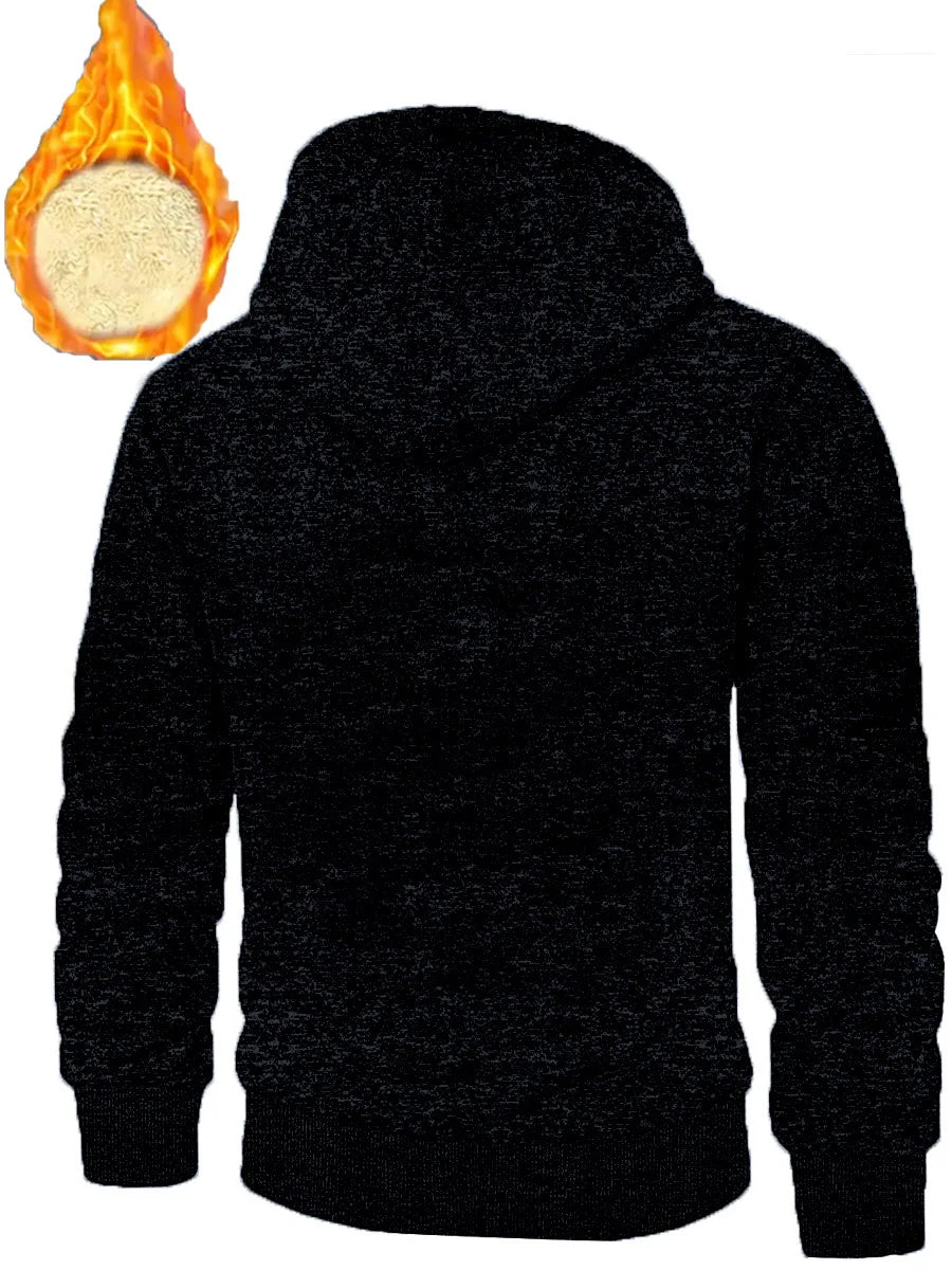 Heavyweight Fleece Hoodie – Men's Casual Zip-Up Sweatshirt With Sherpa Lining - ZOOMNSTORE