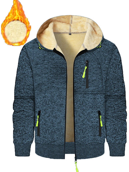 Heavyweight Fleece Hoodie – Men's Casual Zip-Up Sweatshirt With Sherpa Lining - ZOOMNSTORE