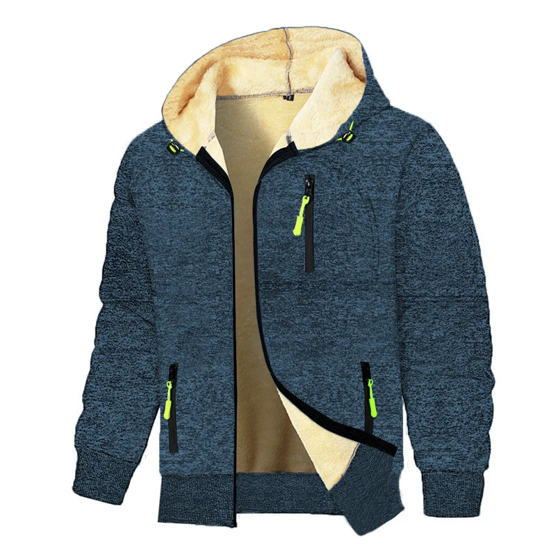 Heavyweight Fleece Hoodie – Men's Casual Zip-Up Sweatshirt With Sherpa Lining - ZOOMNSTORE