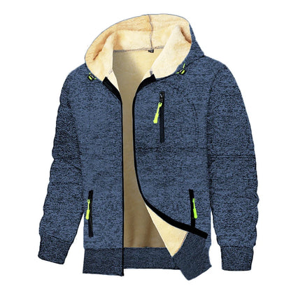 Heavyweight Fleece Hoodie – Men's Casual Zip-Up Sweatshirt With Sherpa Lining - ZOOMNSTORE
