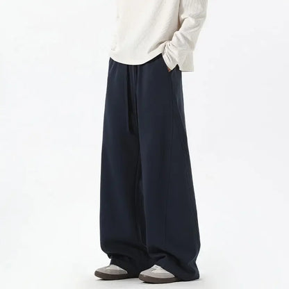 Heavyweight Sports Sweatpants - Men's Wide Leg Cotton Knit Casual Pants - ZOOMNSTORE