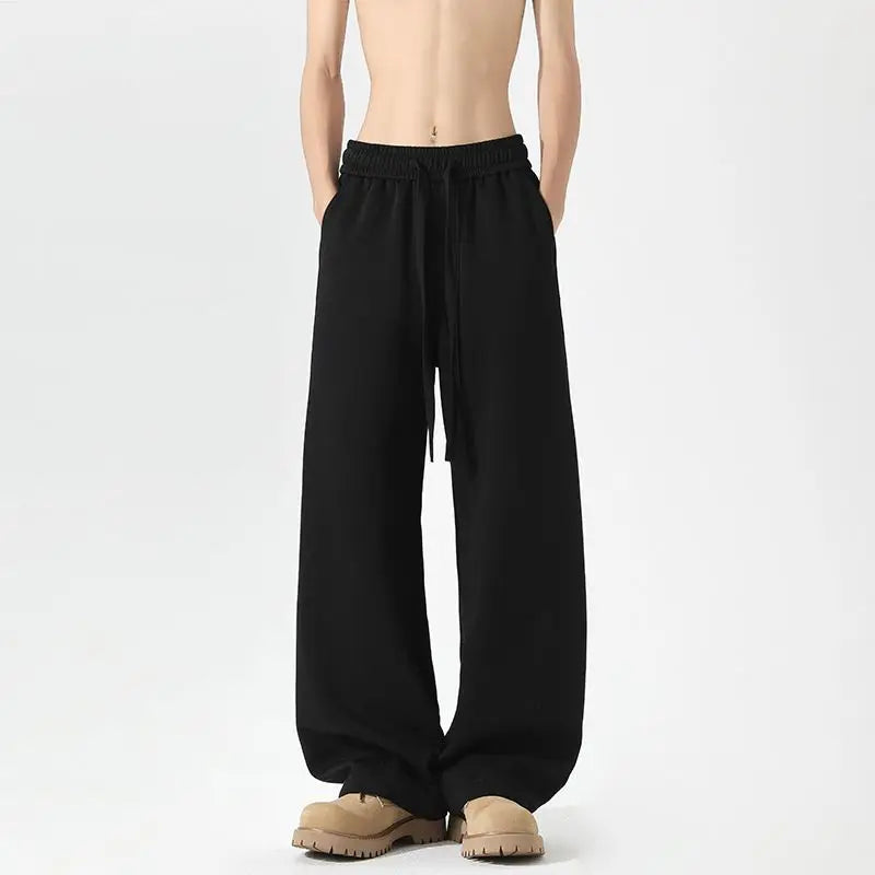 Heavyweight Sports Sweatpants - Men's Wide Leg Cotton Knit Casual Pants - ZOOMNSTORE