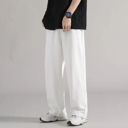 Heavyweight Sports Sweatpants - Men's Wide Leg Cotton Knit Casual Pants - ZOOMNSTORE