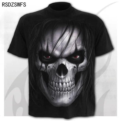 Mens 3D Skull T-Shirt - Punk Summer Streetwear Top O-neck Sizes XXS-5XL - ZOOMNSTORE