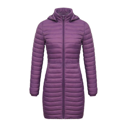 SANTELON Winter Women Loose Long Parka Coat With Detachable Hood Female Soild Ultralight Portable Warm Padded Cotton Outwear