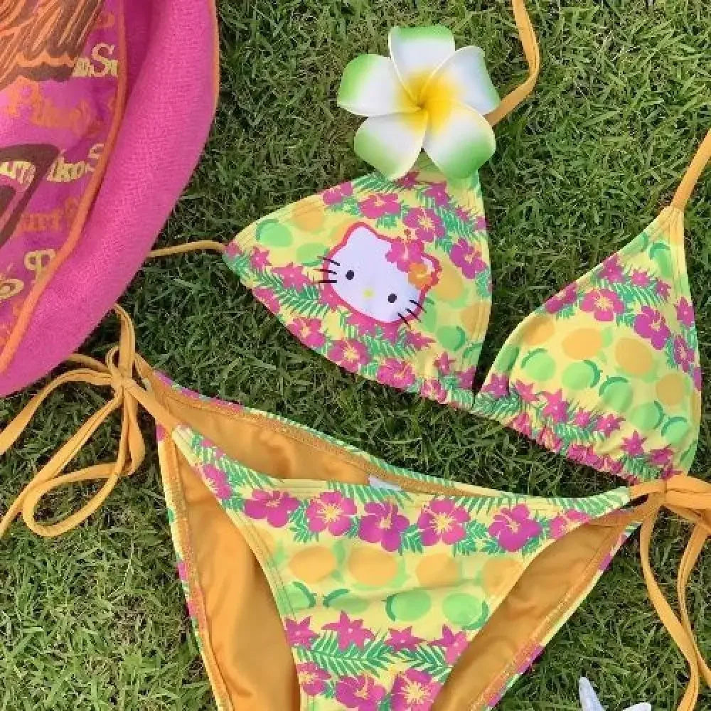 Y2K Hello Kitty Bikini Set - Anime Swimsuit for Women Sexy Beachwear - ZOOMNSTORE