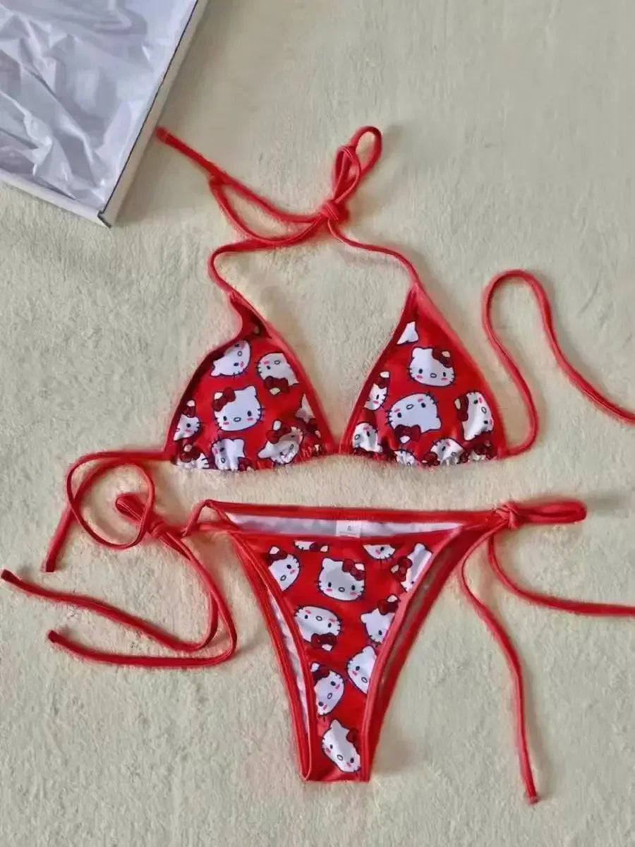 Y2K Hello Kitty Bikini Set - Anime Swimsuit for Women Sexy Beachwear - ZOOMNSTORE