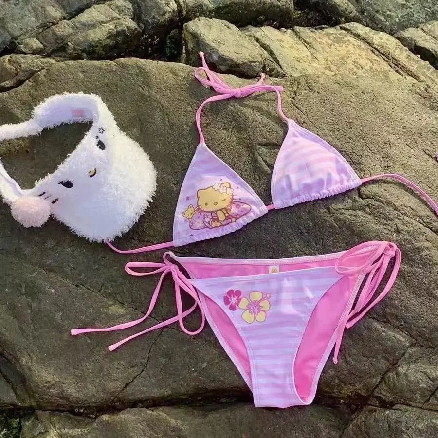 Y2K Hello Kitty Bikini Set - Anime Swimsuit for Women Sexy Beachwear - ZOOMNSTORE
