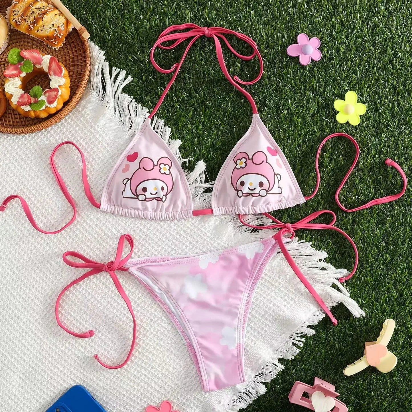 Y2K Hello Kitty Bikini Set - Anime Swimsuit for Women Sexy Beachwear - ZOOMNSTORE