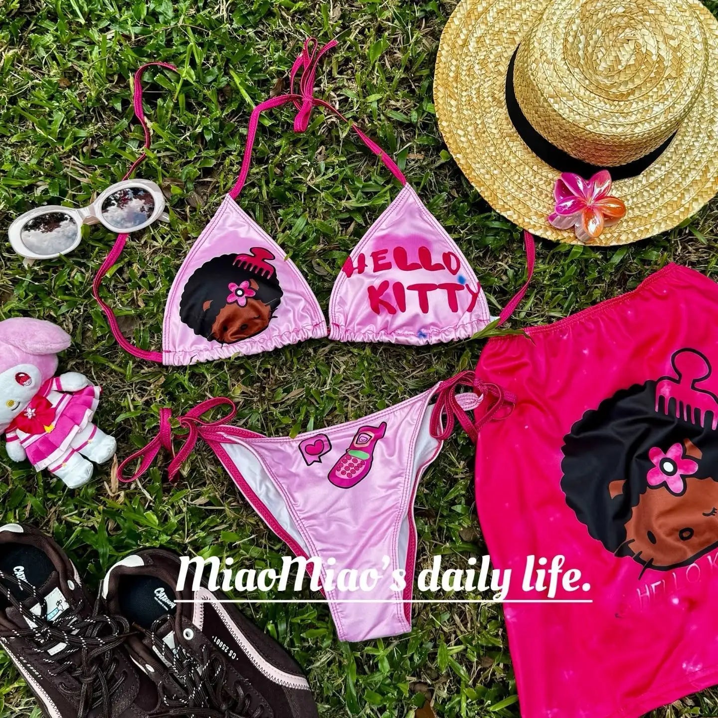 Y2K Hello Kitty Bikini Set - Anime Swimsuit for Women Sexy Beachwear - ZOOMNSTORE