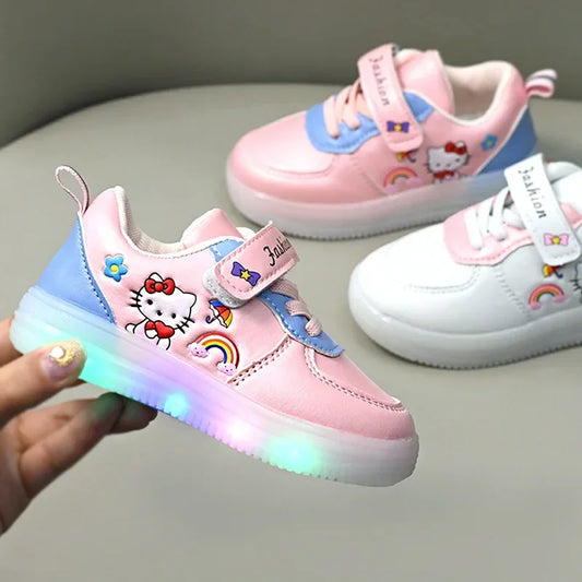 Hello Kitty LED Sneakers for Girls - Cute Kawaii Canvas Shoes - ZOOMNSTORE