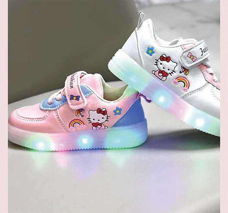 Hello Kitty LED Sneakers for Girls - Cute Kawaii Canvas Shoes - ZOOMNSTORE