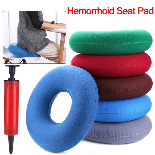 Hemorrhoid Donut Cushion - Inflatable Tailbone Pain Relief Medical Seat Pad with Pump - ZOOMNSTORE