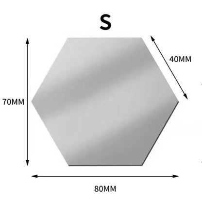 Hexagonal Mirror Stickers – 12PCS Geometric Wall Decor with Built-In Adhesive - ZOOMNSTORE