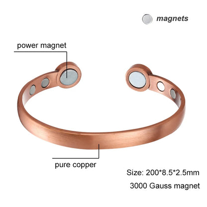 Men Magnetic Copper Bracelet Healing Bio Therapy Arthritis Pain Relief Bangle Cuff Jewelry Bracelets For Women Drop Shipping