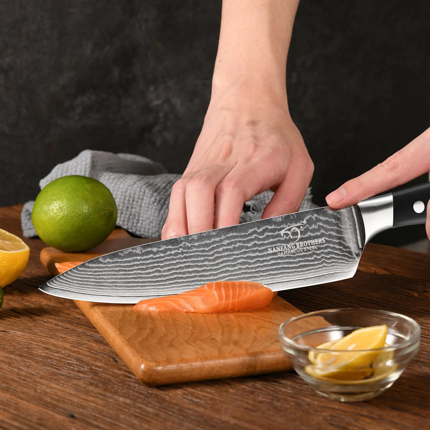 Premium 8 Inch Damascus Steel Chef Knife - Sashimi Knife with ABS Handle and Gift Box - ZOOMNSTORE