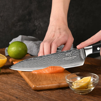 Premium 8 Inch Damascus Steel Chef Knife - Sashimi Knife with ABS Handle and Gift Box - ZOOMNSTORE