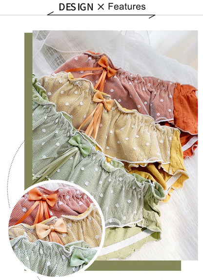 Women's Cotton Panties Large Sizes Sexy Lace Ruffles Bow Sweet Cute Panties Plus Size Female Underwear Cotton Briefs 6XL 7XL
