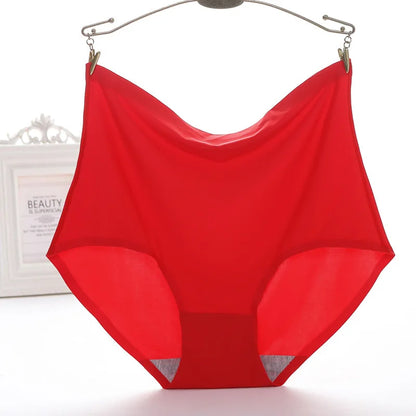 Women's underwear ice silk High waist Seamless Panties soft Lingerie Slimming Abdomen In Hip Lift plus size Breathable Briefs