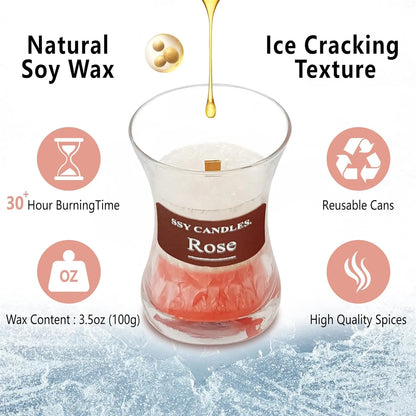 Rose Scented Soy Candle in Jar - Handmade Aromatherapy Gift for Womens Birthday Valentines Anniversary - ZOOMNSTORE
