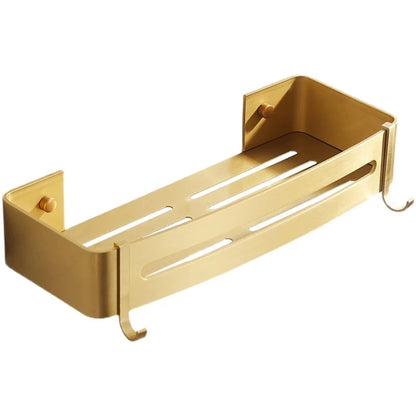Wall-Mounted Corner Shelf - Brushed Gold Aluminum Bathroom Shampoo Holder