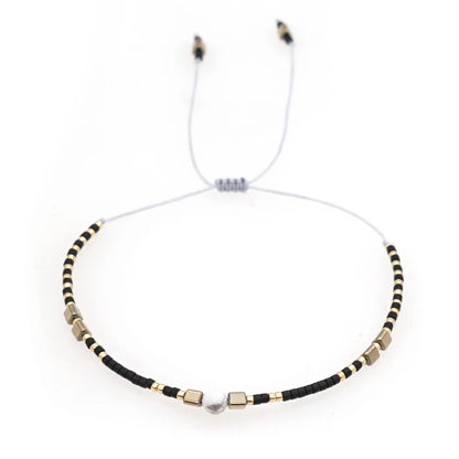 Boho Semi-Precious Stone Bracelet - Amber  Black Gallstone Fashion Gift for Women - ZOOMNSTORE