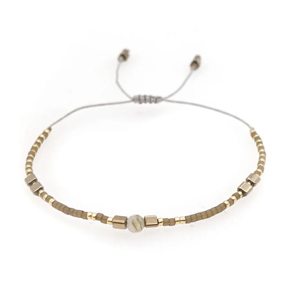 Boho Semi-Precious Stone Bracelet - Amber  Black Gallstone Fashion Gift for Women - ZOOMNSTORE
