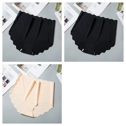 3Pcs/Set Ice Silk Panties Women Hip Lift Briefs Seamless Underwear Female High Waist Panties M-XXL Underpants Invisible Lingerie