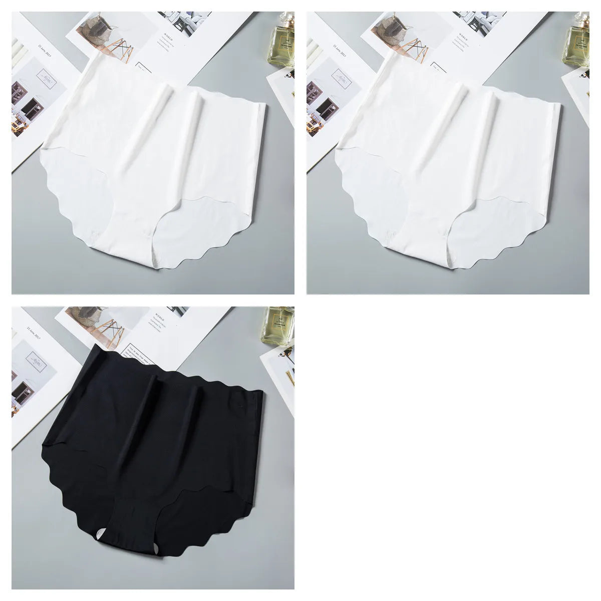 3Pcs/Set Ice Silk Panties Women Hip Lift Briefs Seamless Underwear Female High Waist Panties M-XXL Underpants Invisible Lingerie