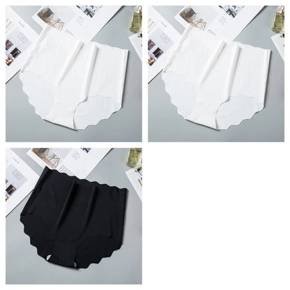 3Pcs/Set Ice Silk Panties Women Hip Lift Briefs Seamless Underwear Female High Waist Panties M-XXL Underpants Invisible Lingerie