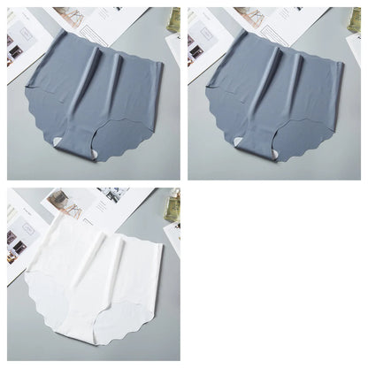 3Pcs/Set Ice Silk Panties Women Hip Lift Briefs Seamless Underwear Female High Waist Panties M-XXL Underpants Invisible Lingerie