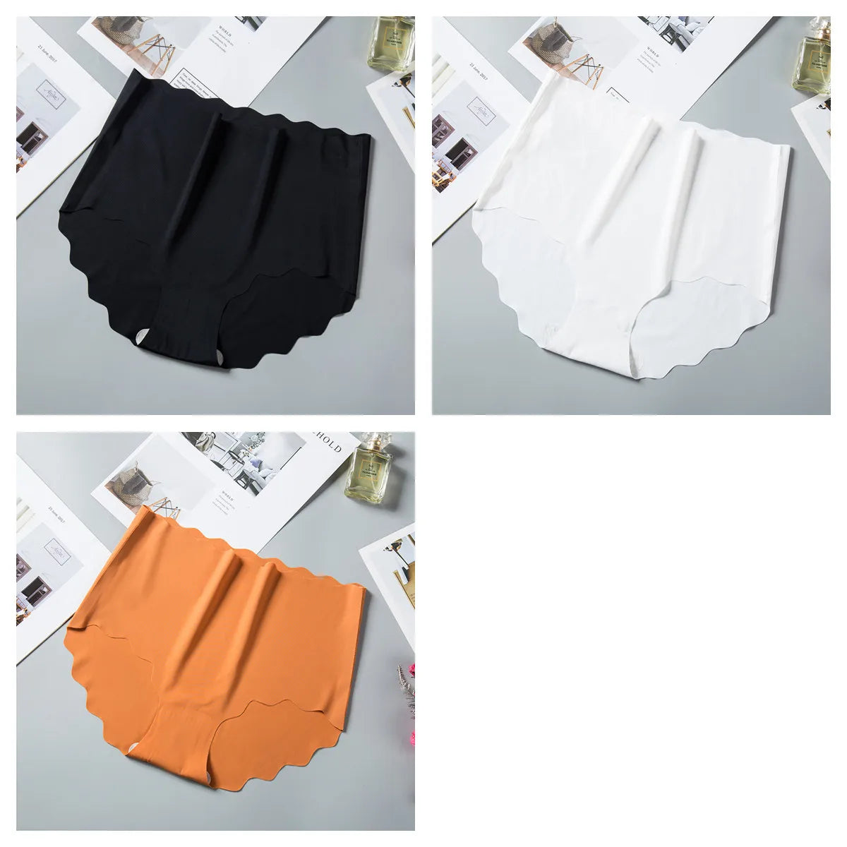 3Pcs/Set Ice Silk Panties Women Hip Lift Briefs Seamless Underwear Female High Waist Panties M-XXL Underpants Invisible Lingerie