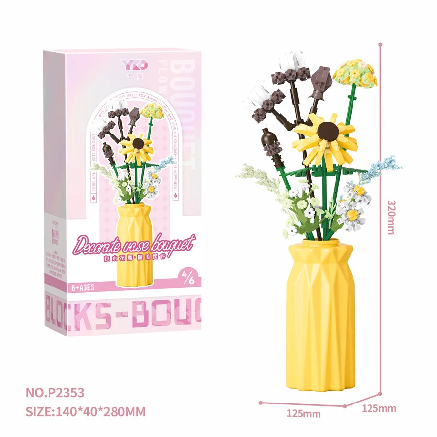 DIY Handmade Flower Building Blocks Set - Plastic Vases for Creative Bouquets - ZOOMNSTORE