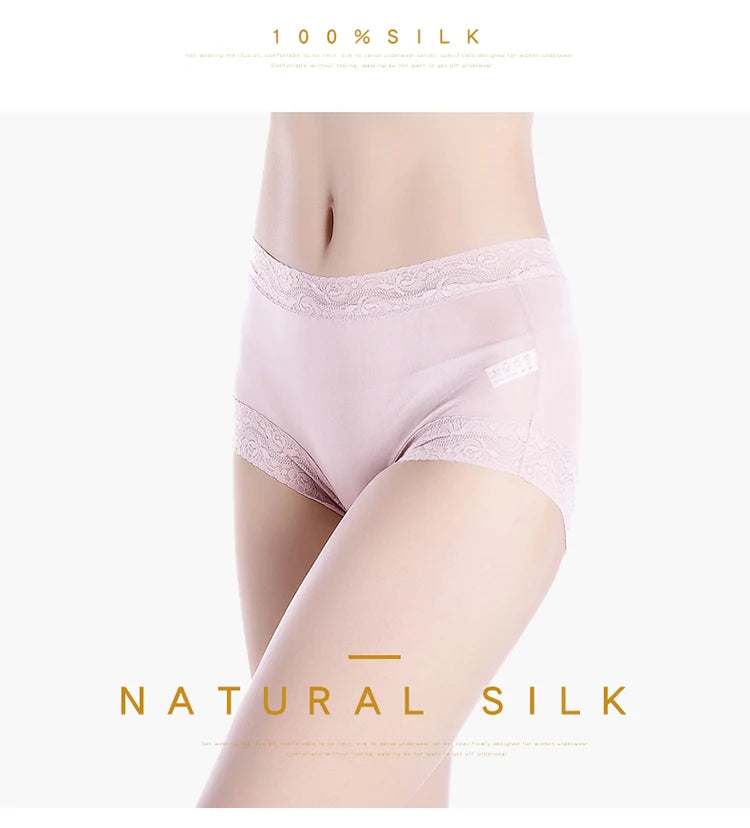 Natural silk high waist Briefs big plus size underwear women transparent seamless woman panties bragas mujer panty