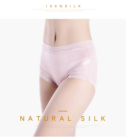 Natural silk high waist Briefs big plus size underwear women transparent seamless woman panties bragas mujer panty