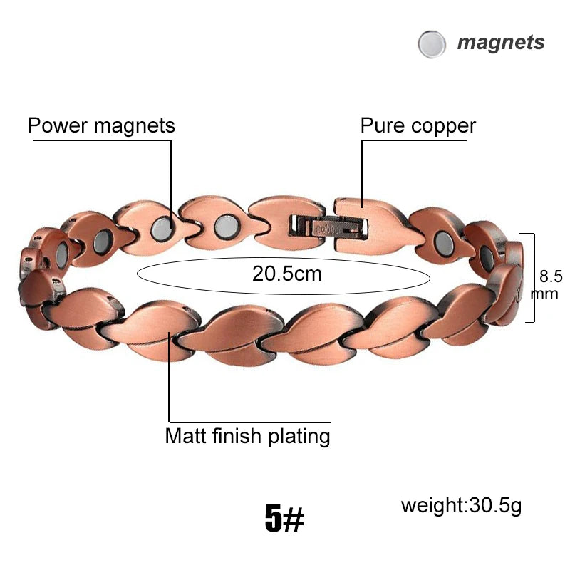 Vintage Copper Magnetic Bracelets For Women Pain Relief Pure Copper Adjustable Bio Energy Blood Pressure Accessory Bracelet