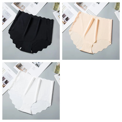 3Pcs/Set Ice Silk Panties Women Hip Lift Briefs Seamless Underwear Female High Waist Panties M-XXL Underpants Invisible Lingerie