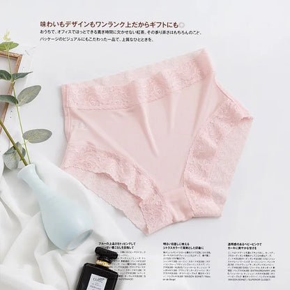 Natural silk high waist Briefs big plus size underwear women transparent seamless woman panties bragas mujer panty