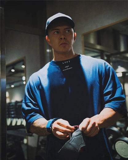 LYFT 100% Cotton Men's Gym T-Shirt Loose Fit Short Sleeve Sport Fitness Running Workout Training Shirt in Sizes M to XXXL
