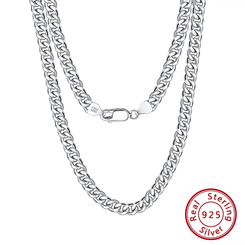 S925 Sterling Silver Hip Hop Chain Necklace - Custom Curb Cuban Satellite Box Snake Bone - ZOOMNSTORE