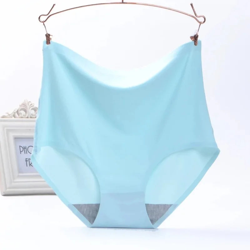 Women's underwear ice silk High waist Seamless Panties soft Lingerie Slimming Abdomen In Hip Lift plus size Breathable Briefs