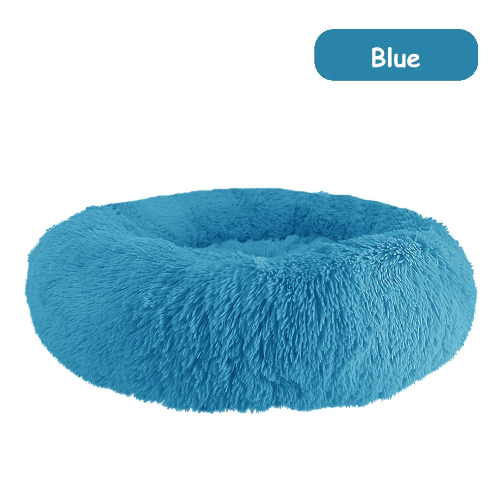 Donut Dog Bed - Soft Plush Pet Bed With Raised Rim | Warm Washable Cushion