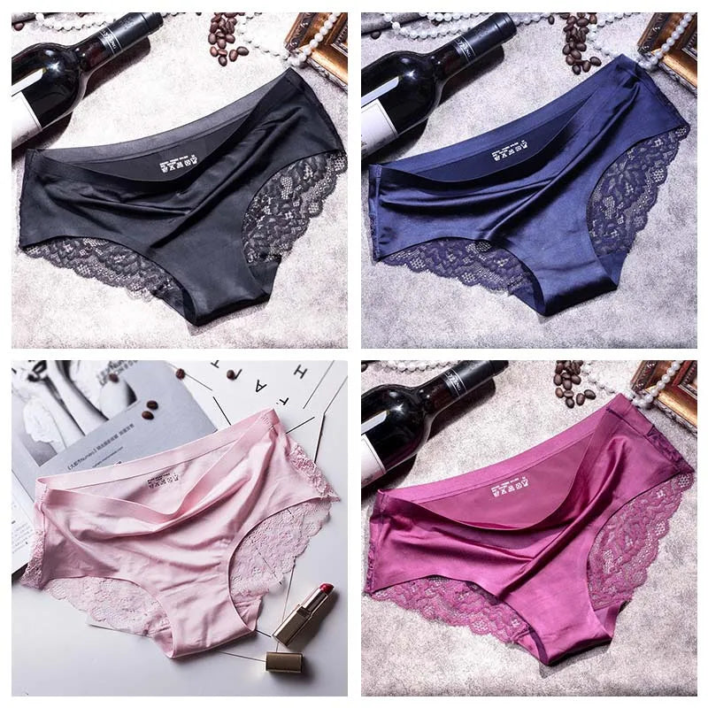 TEXIWAS 4pcs/lot Lace Panties Women Seamless Ladies Underwear Lace Briefs Sexy Panties for Women Comfort Lingerie Plus Size