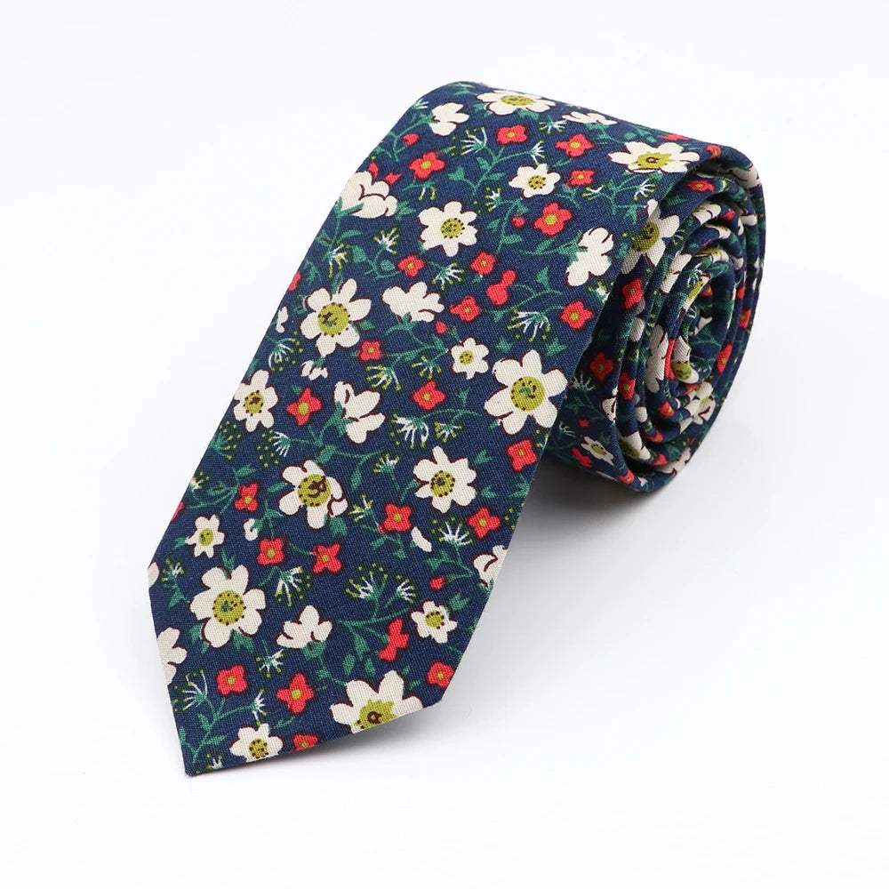 Floral Cotton Tie - Elegant Paisley Necktie for Men  Women