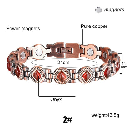 Vintage Copper Magnetic Bracelets For Women Pain Relief Pure Copper Adjustable Bio Energy Blood Pressure Accessory Bracelet