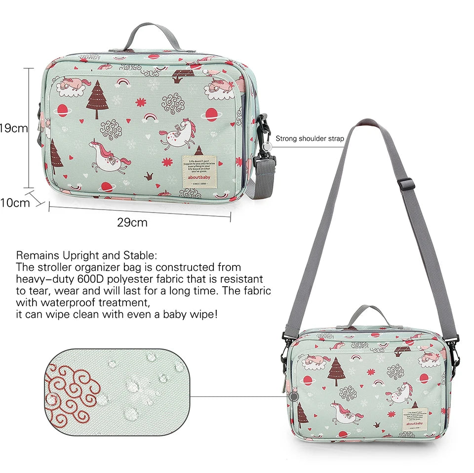 Baby Stroller Bag Waterproof Portable Outing Travel Mummy Bag Multifunction Diaper Bottle Storage Hanging Bag Pram Organizer