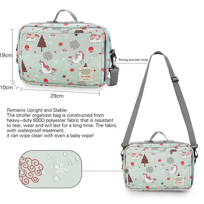 Baby Stroller Bag Waterproof Portable Outing Travel Mummy Bag Multifunction Diaper Bottle Storage Hanging Bag Pram Organizer