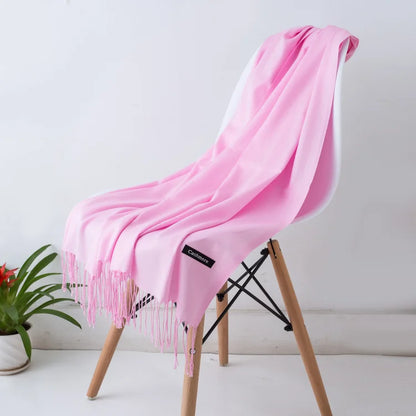 Cashmere Scarf for Women - Warm Autumn Winter Shawl with Tassels